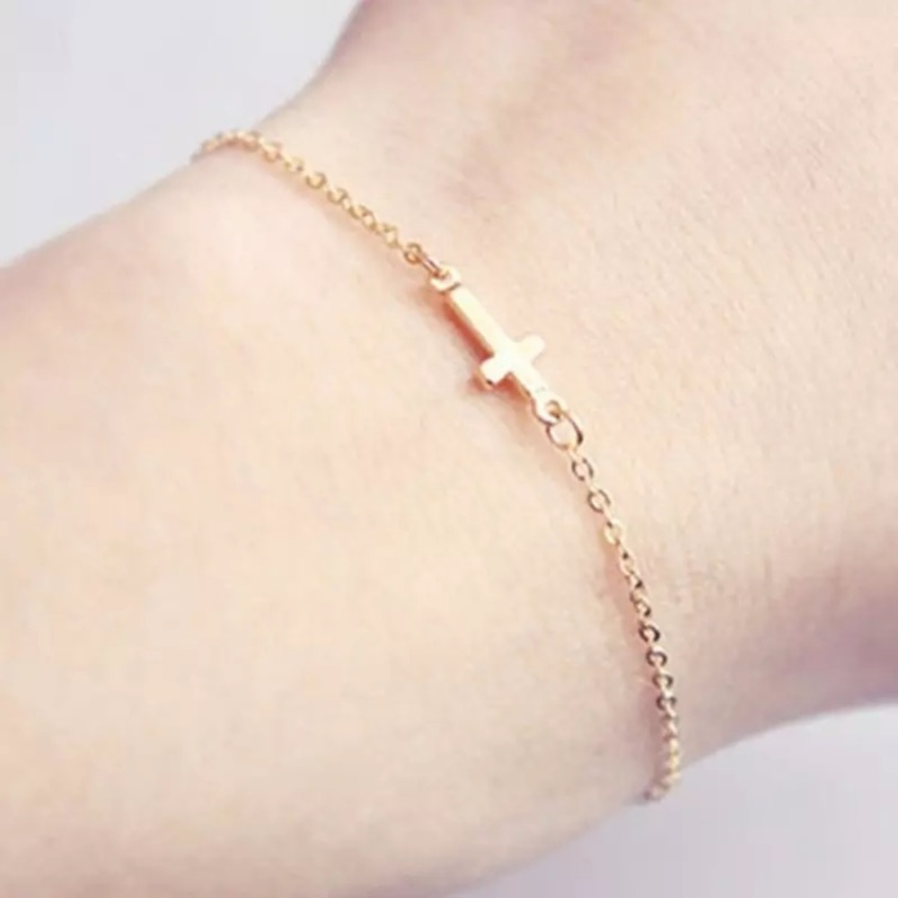 “Empowered” Minimalist Cross Faith Charm Bracelet - Picture 8 of 13